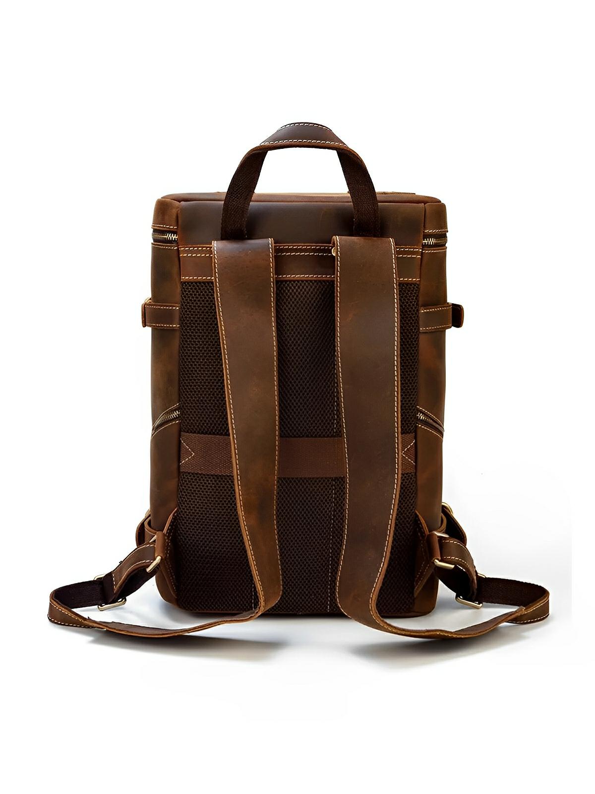 Sac à dos cuir, à nombreuses poches, pour un usage quotidien, modèle Rosaire - Sac à dos - Marron