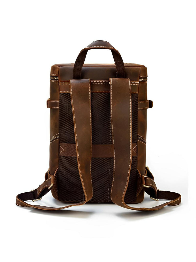 Sac à dos cuir, à nombreuses poches, pour un usage quotidien, modèle Rosaire - Sac à dos - Marron