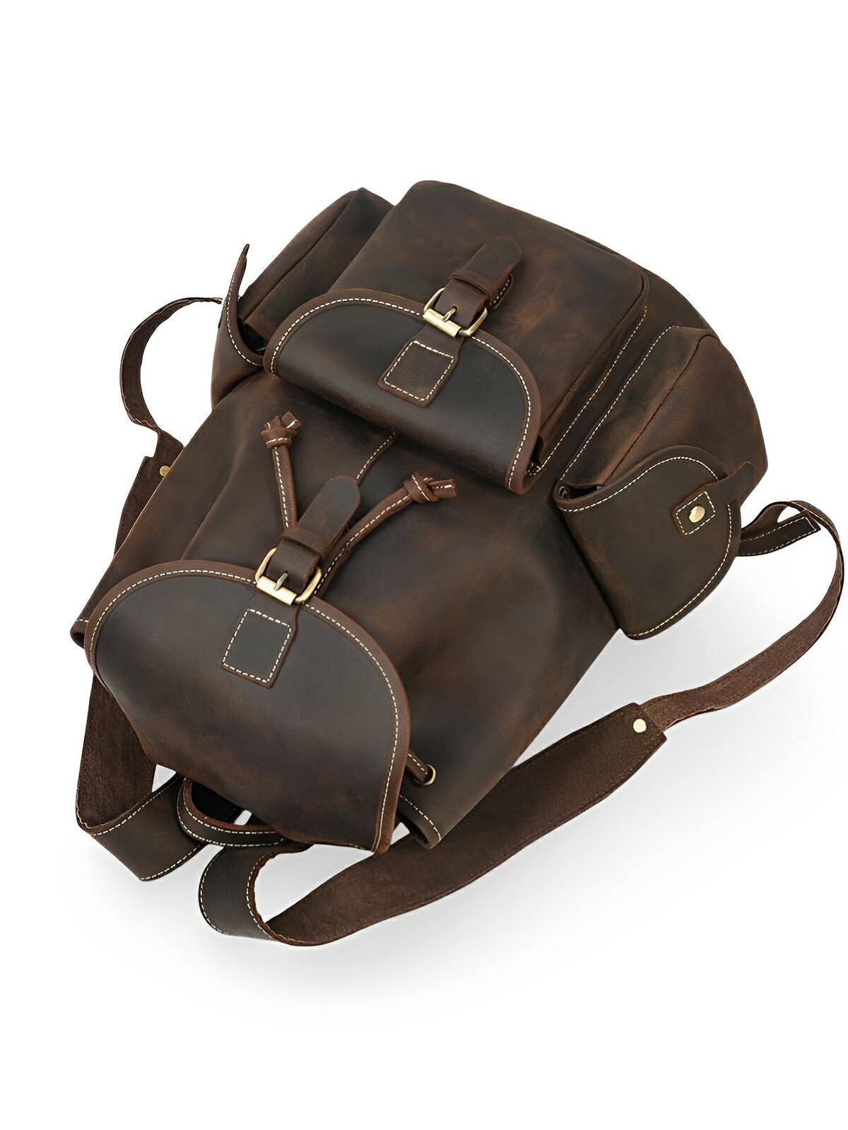 Sac à dos cuir, escapade citadine et usage quotidien, modèle Isambert - Sac à dos - Café