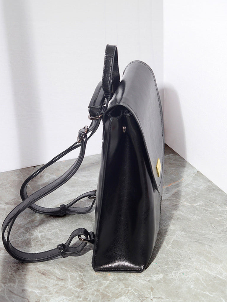 Sac à dos cuir femme, sac à dos ville, sac dos souple, sac dos fermeture magnétique, sac dos quotidien, modèle Osanne - Sac à dos - Noir