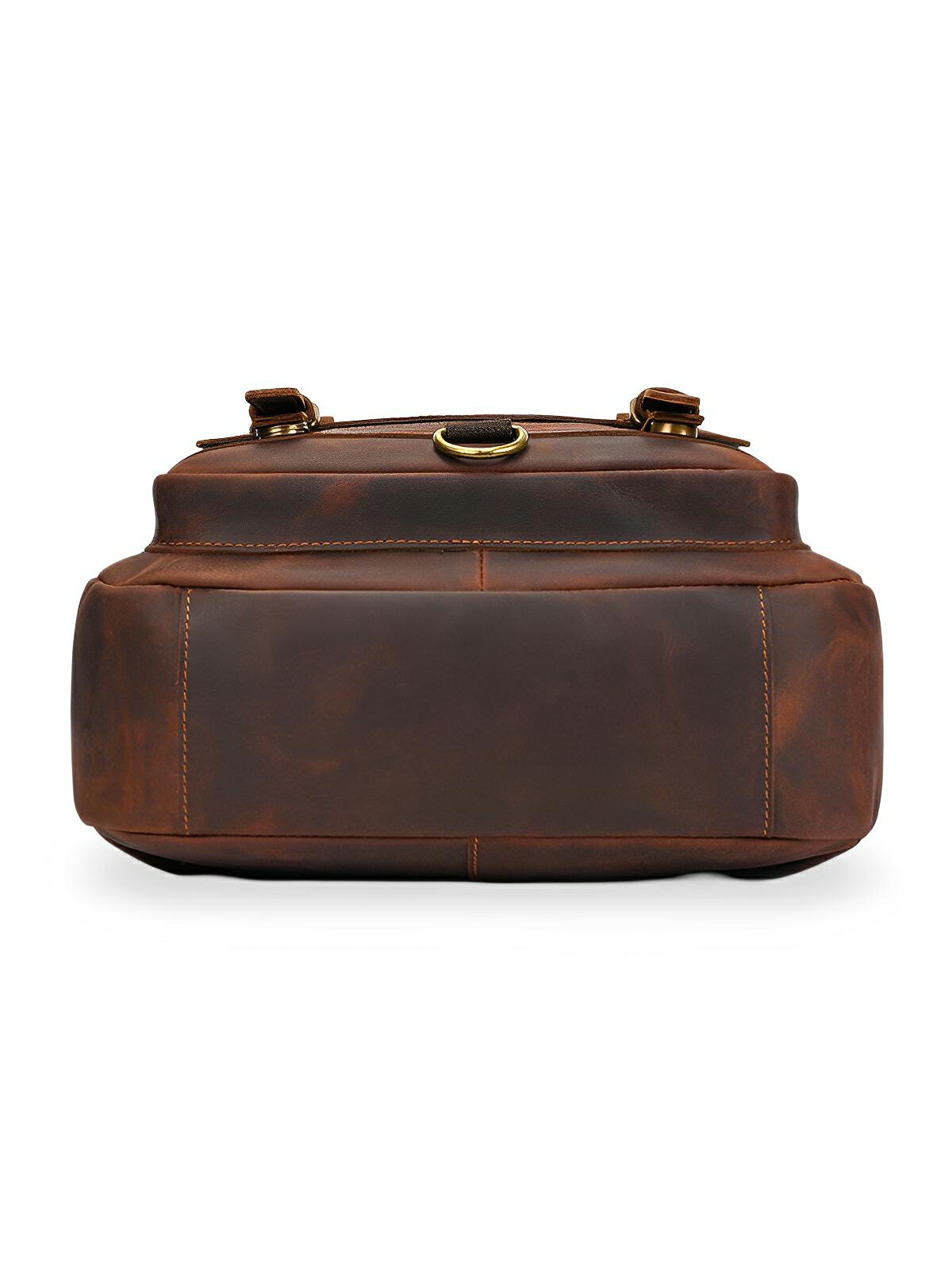 Sac à dos cuir, format cartable rétro, modèle Naissant - Sac à dos - Marron