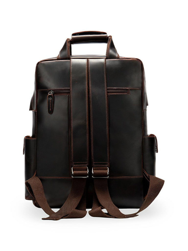 Sac à dos en cuir, multi - poches, ergonomique et spacieux, modèle Tancrède - Sac à dos - Noir