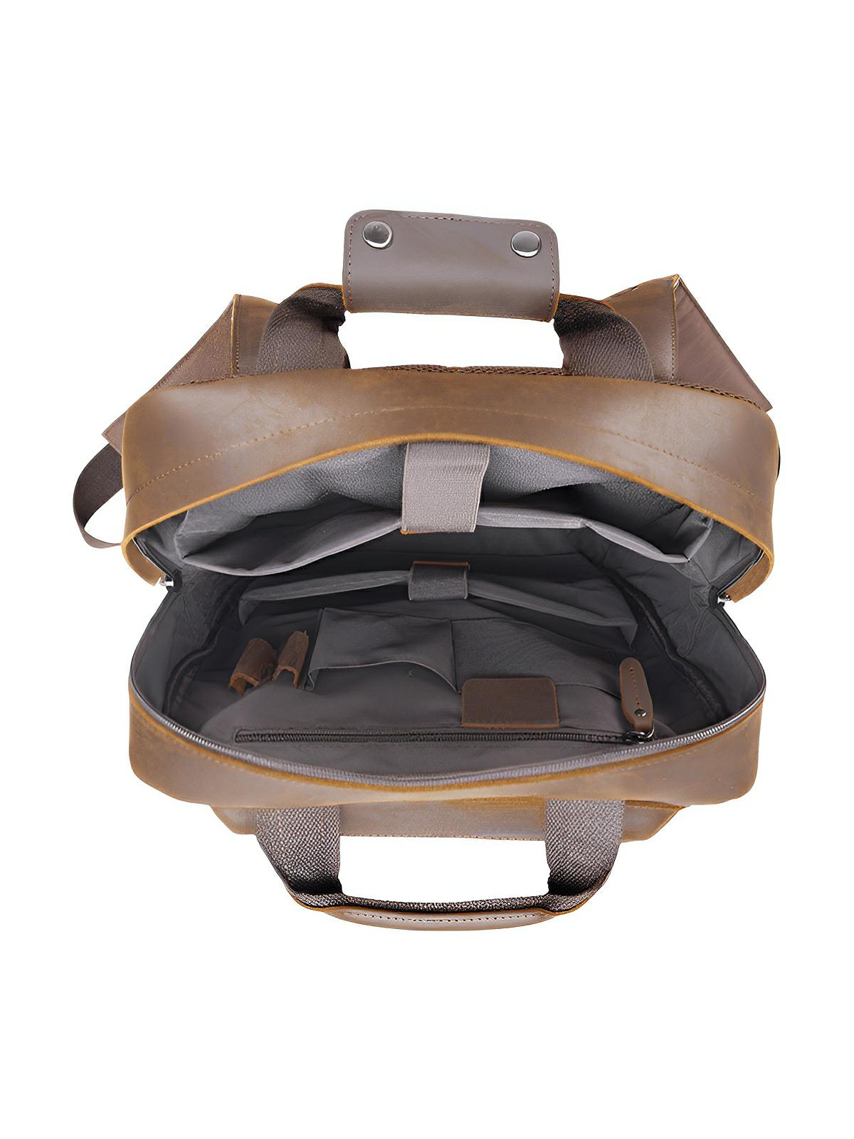 Sac à dos en cuir, multi - poches, ergonomique et spacieux, modèle Tancrède - Sac à dos - Café