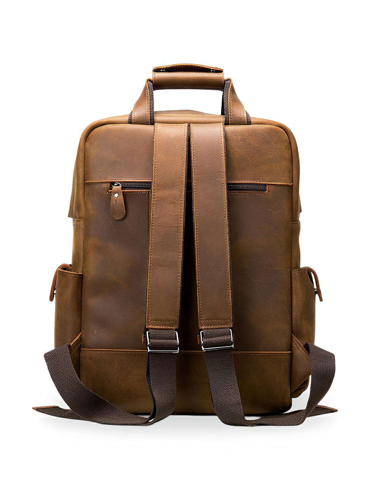 Sac à dos en cuir, multi - poches, ergonomique et spacieux, modèle Tancrède - Sac à dos - Marron