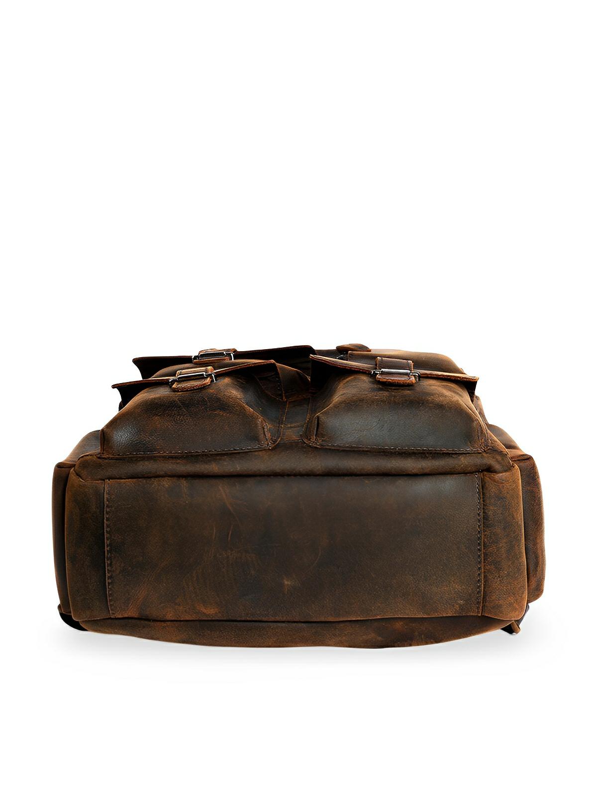 Sac à dos en cuir, multi - poches, ergonomique et spacieux, modèle Tancrède - Sac à dos - Café