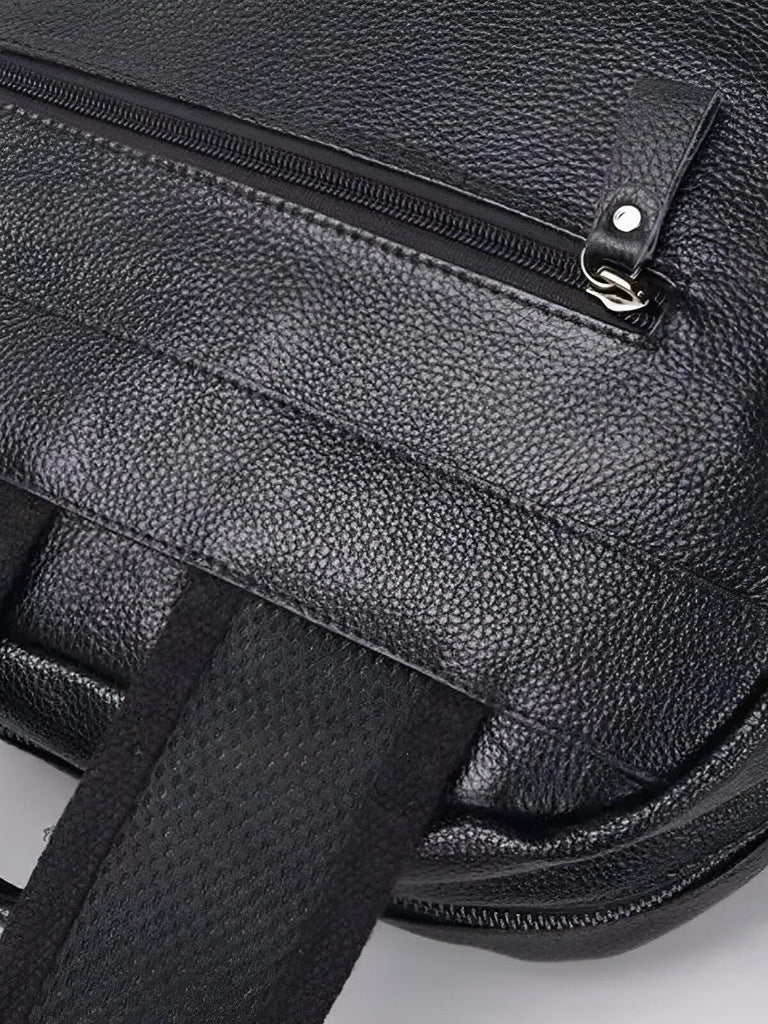 Sac à dos en cuir noir, moderne, pratique, spacieux et durable, modèle Théorus - Sac à dos - Noir