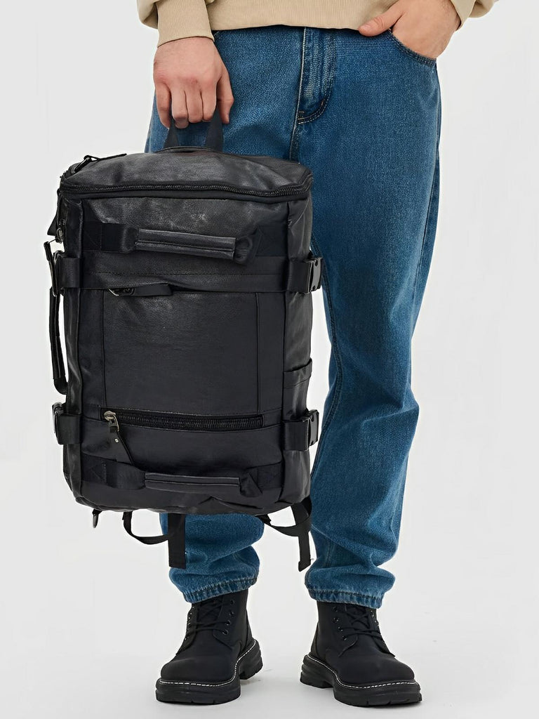 Sac à dos en cuir pour homme, sac pour voyage et le quotidien, à grande capacité, modèle Louis - Sac à dos - Noir