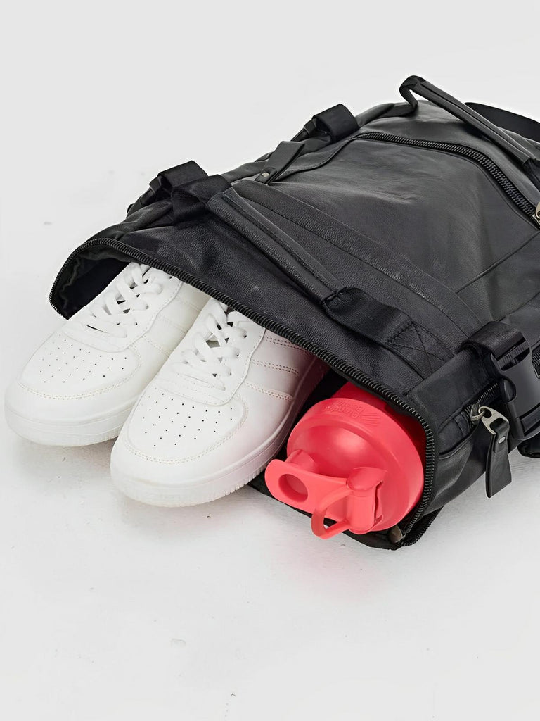 Sac à dos en cuir pour homme, sac pour voyage et le quotidien, à grande capacité, modèle Louis - Sac à dos - Noir