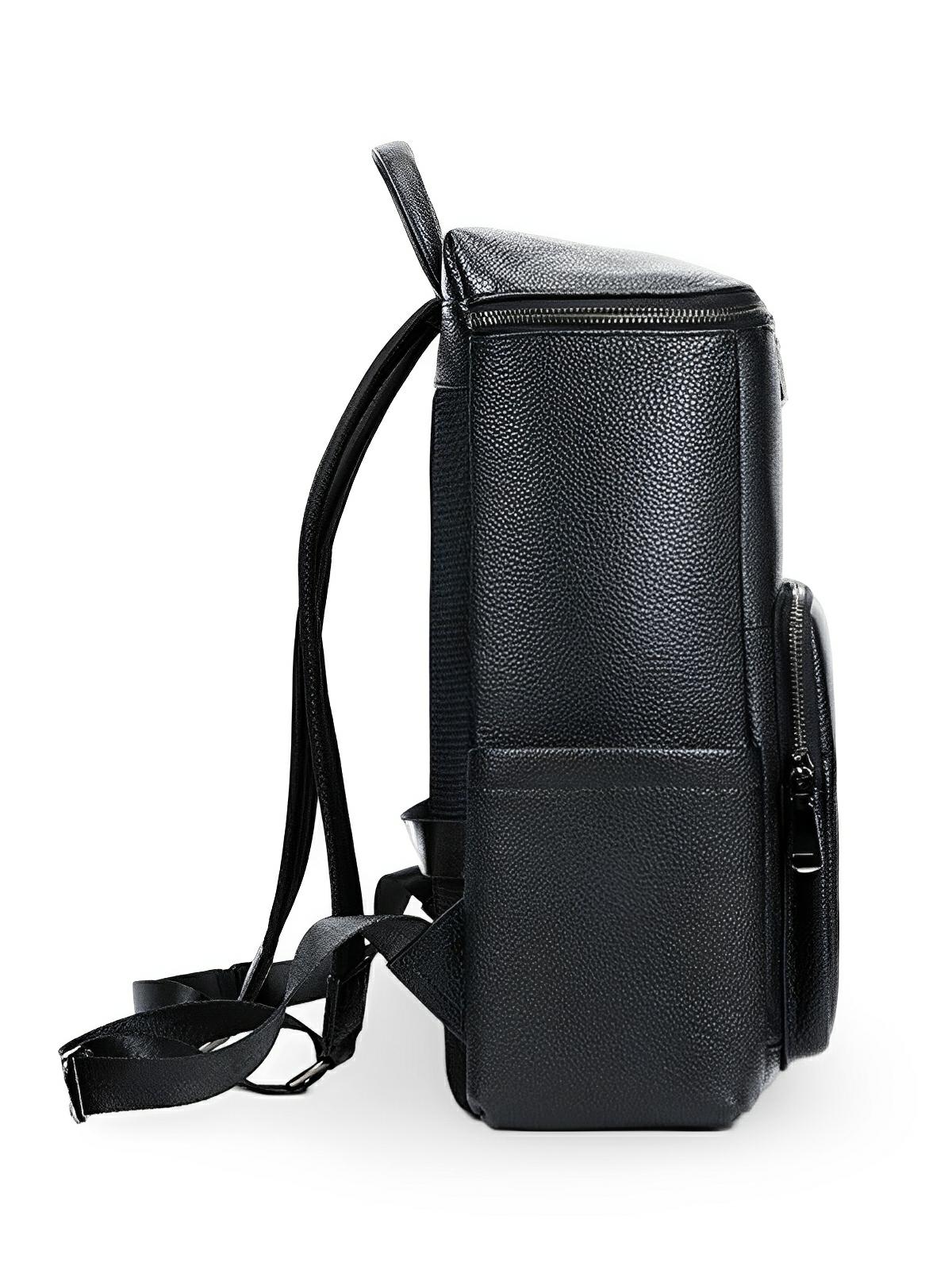 Sac à dos en cuir véritable, grande capacité, résistant à toute épreuve, modèle Mavric - Sac à dos - Noir