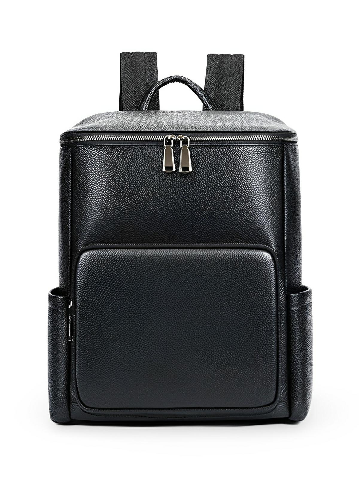 Sac à dos en cuir véritable, grande capacité, résistant à toute épreuve, modèle Mavric - Sac à dos - Noir