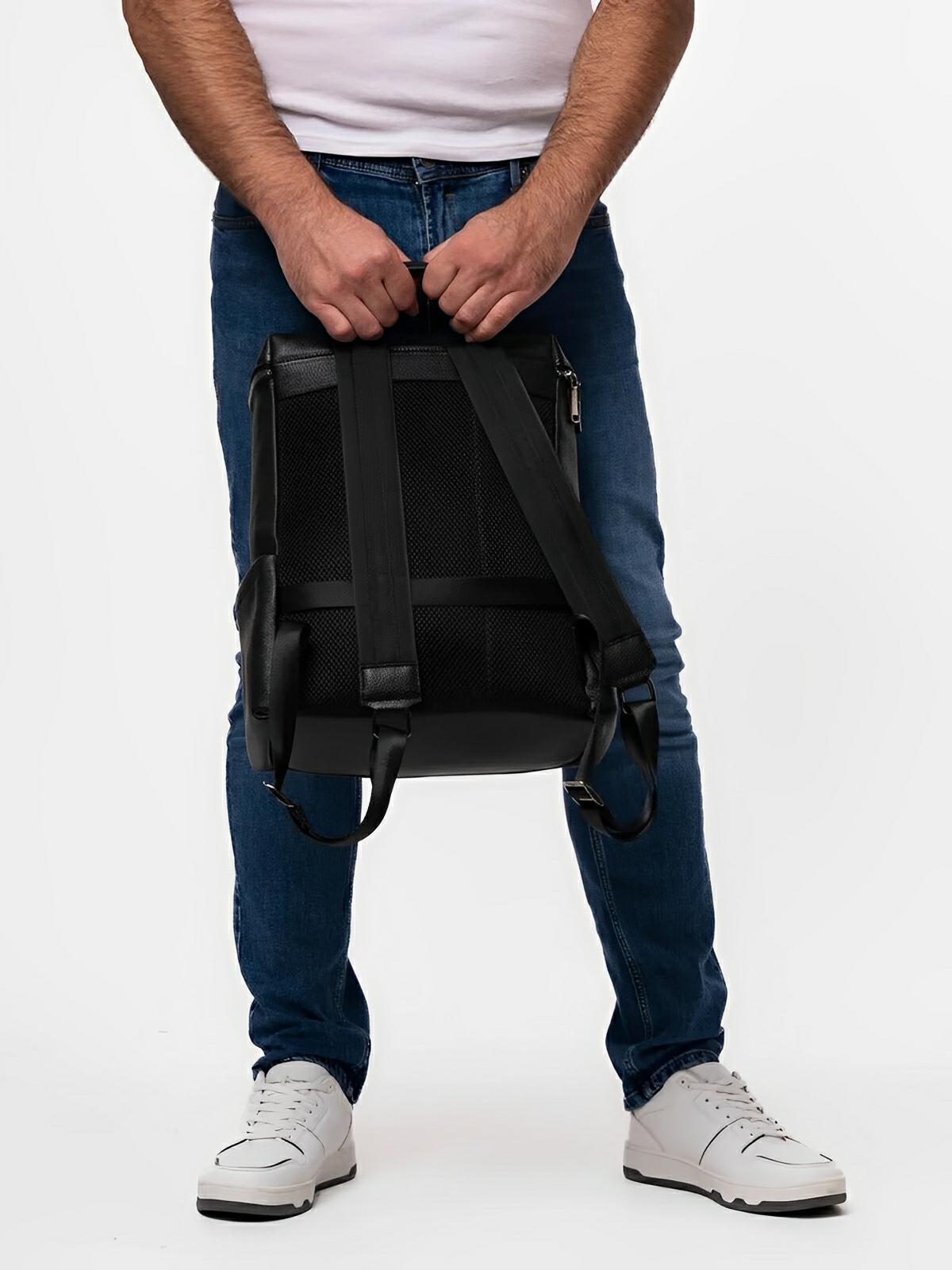 Sac à dos en cuir véritable, grande capacité, résistant à toute épreuve, modèle Mavric - Sac à dos - Noir