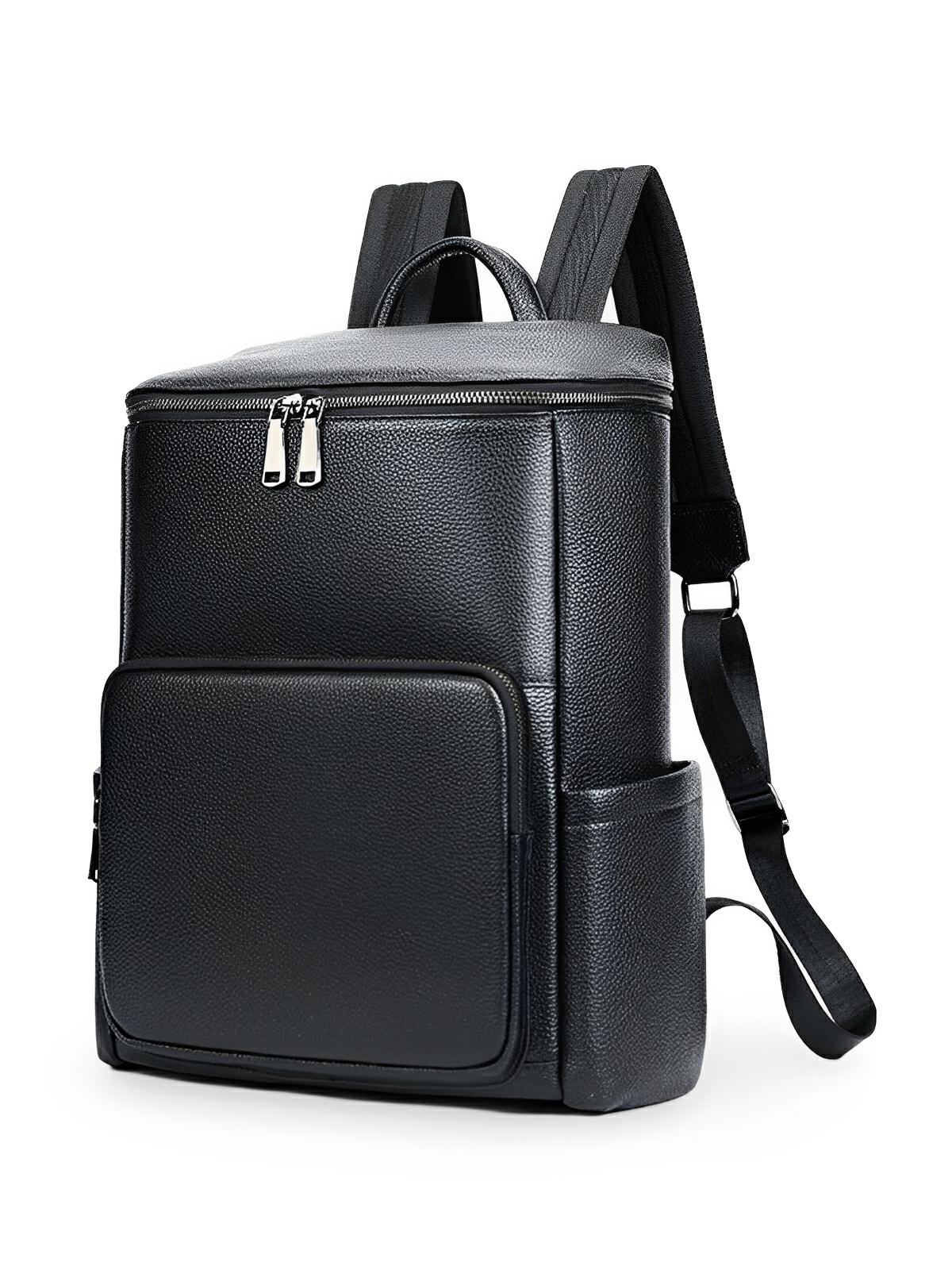 Sac à dos en cuir véritable, grande capacité, résistant à toute épreuve, modèle Mavric - Sac à dos - Noir