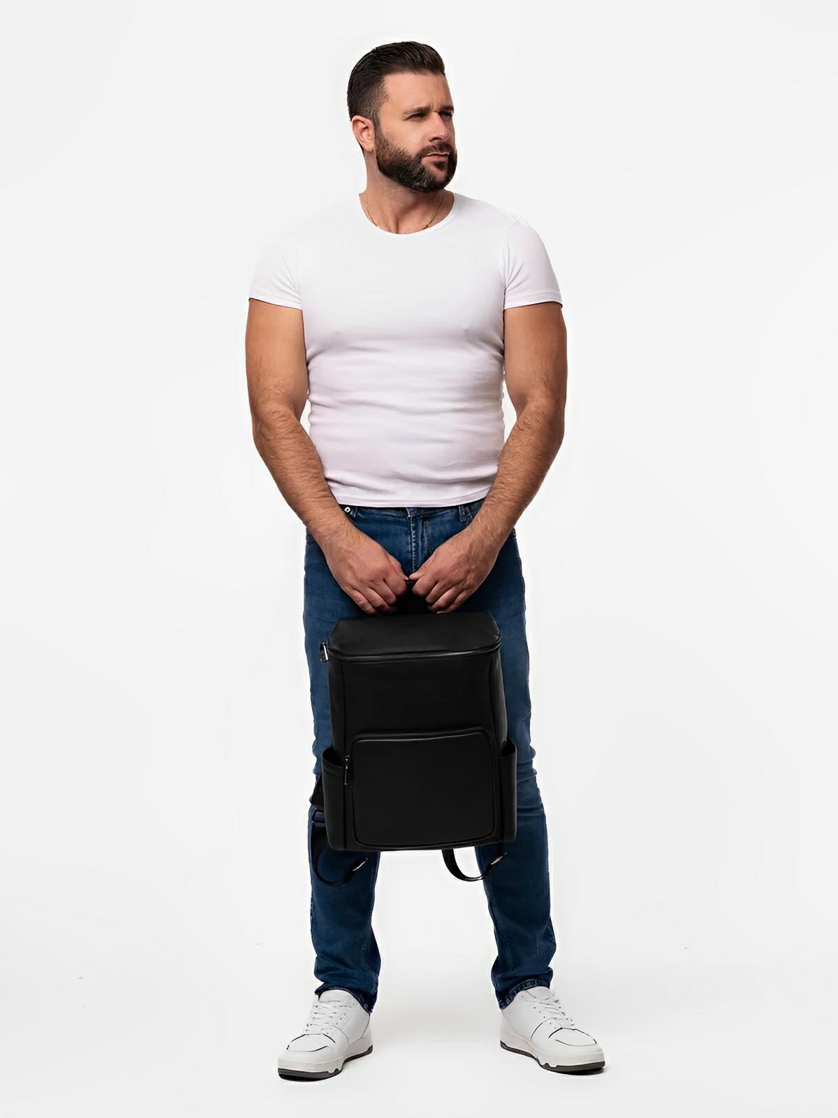Sac à dos en cuir véritable, grande capacité, résistant à toute épreuve, modèle Mavric - Sac à dos - Noir