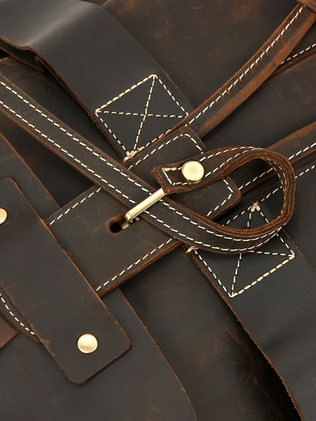 Sac à dos en cuir, vintage, baroudeur urbain, modèle Eudes - Sac à dos - Café
