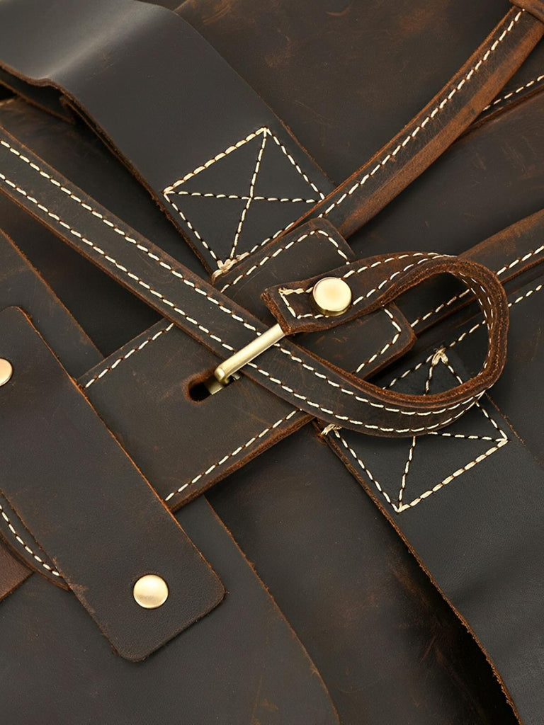 Sac à dos en cuir, vintage, baroudeur urbain, modèle Eudes - Sac à dos - Café