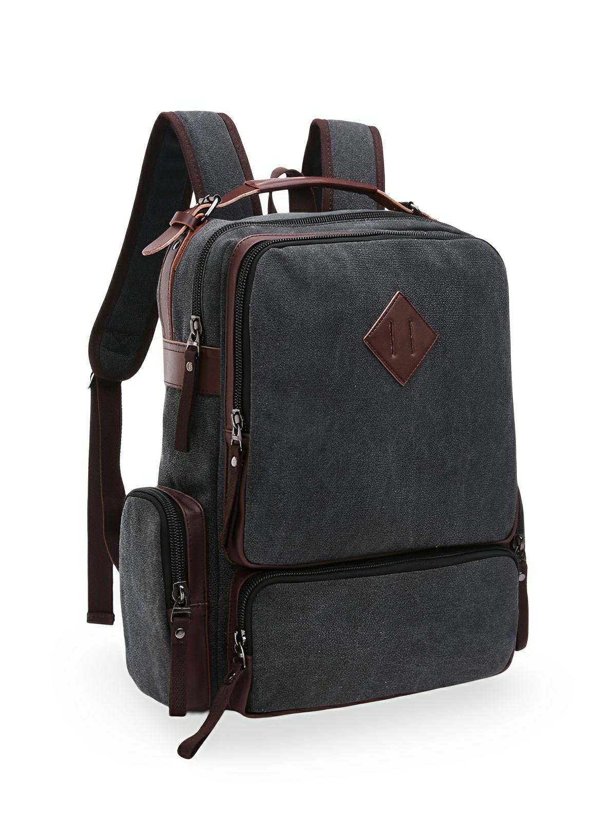 Sac à dos en toile, à grande capacité, multi - poches, urbain et idéal pour le transport, modèle Bastien - Sac à dos - Gris
