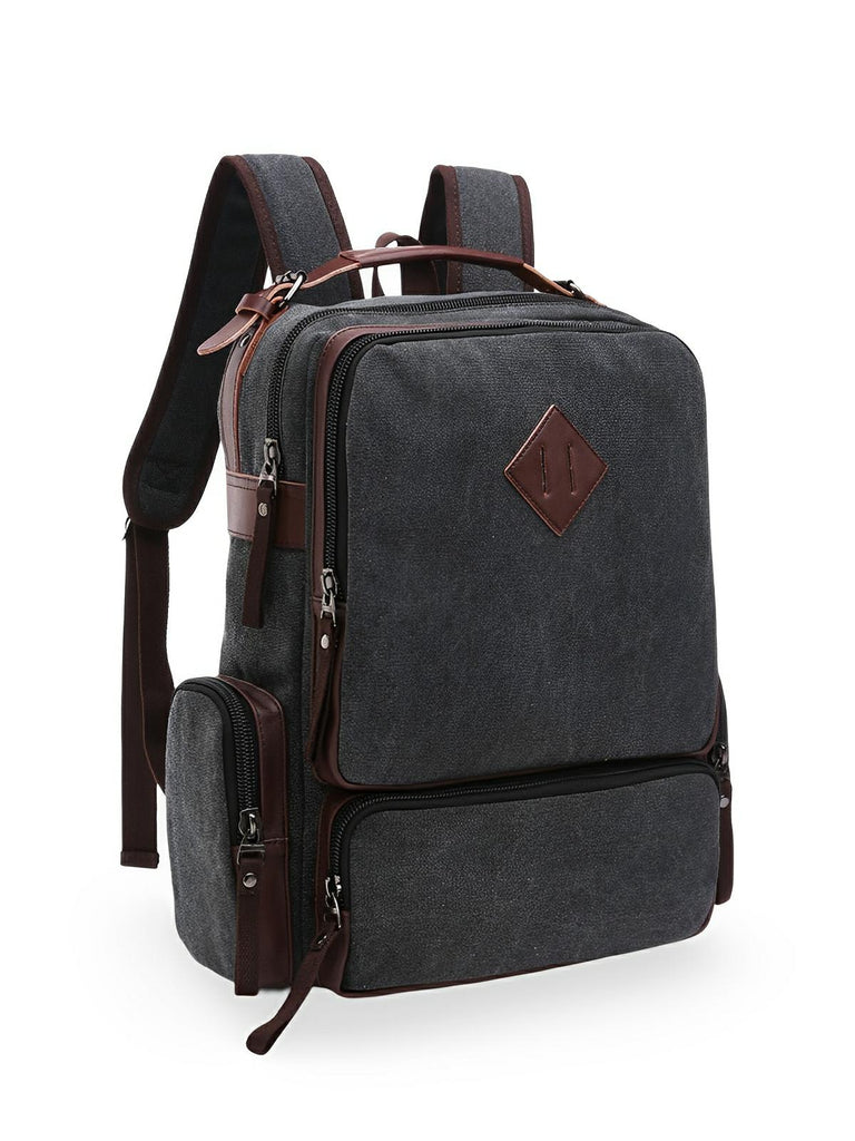 Sac à dos en toile, à grande capacité, multi - poches, urbain et idéal pour le transport, modèle Bastien - Sac à dos - Gris