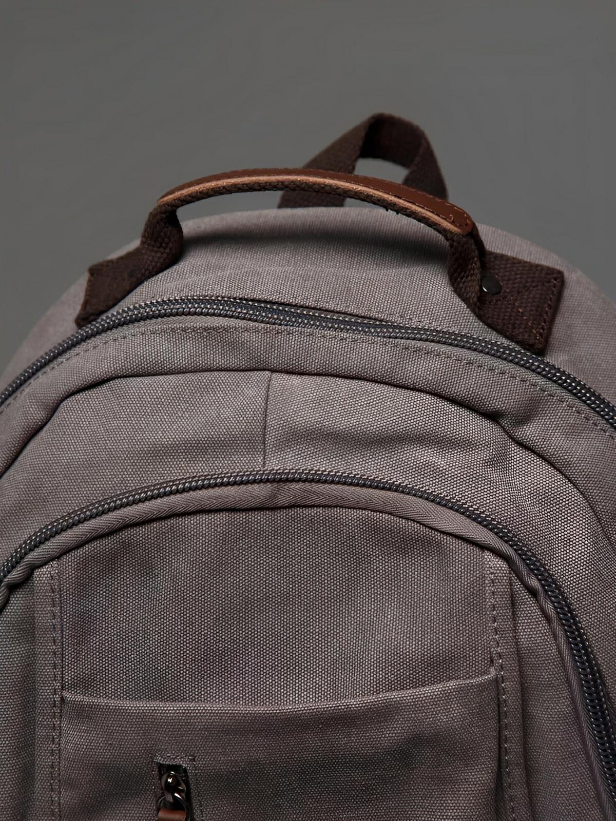 Sac à dos en toile canvas, grande capacité, bretelles rembourrées, design unisexe, modèle Charlie - Sac à dos - Gris