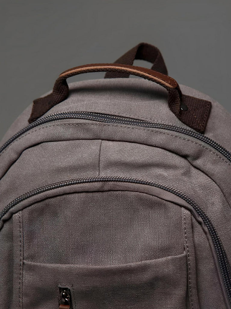 Sac à dos en toile canvas, grande capacité, bretelles rembourrées, design unisexe, modèle Charlie - Sac à dos - Gris
