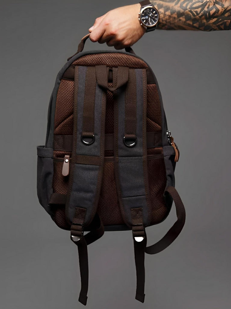 Sac à dos en toile canvas, grande capacité, bretelles rembourrées, design unisexe, modèle Charlie - Sac à dos - Gris foncé