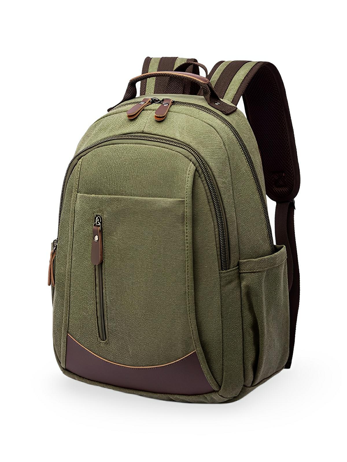 Sac à dos en toile canvas, grande capacité, bretelles rembourrées, design unisexe, modèle Charlie - Sac à dos - Vert