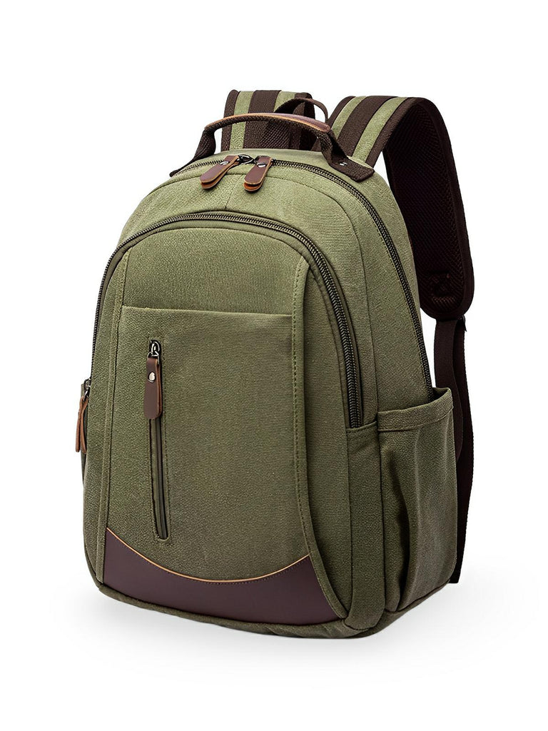 Sac à dos en toile canvas, grande capacité, bretelles rembourrées, design unisexe, modèle Charlie - Sac à dos - Vert
