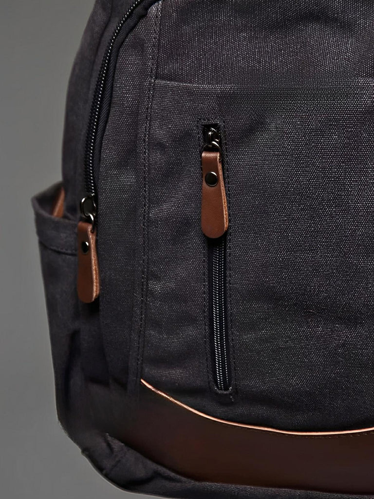 Sac à dos en toile canvas, grande capacité, bretelles rembourrées, design unisexe, modèle Charlie - Sac à dos - Gris foncé