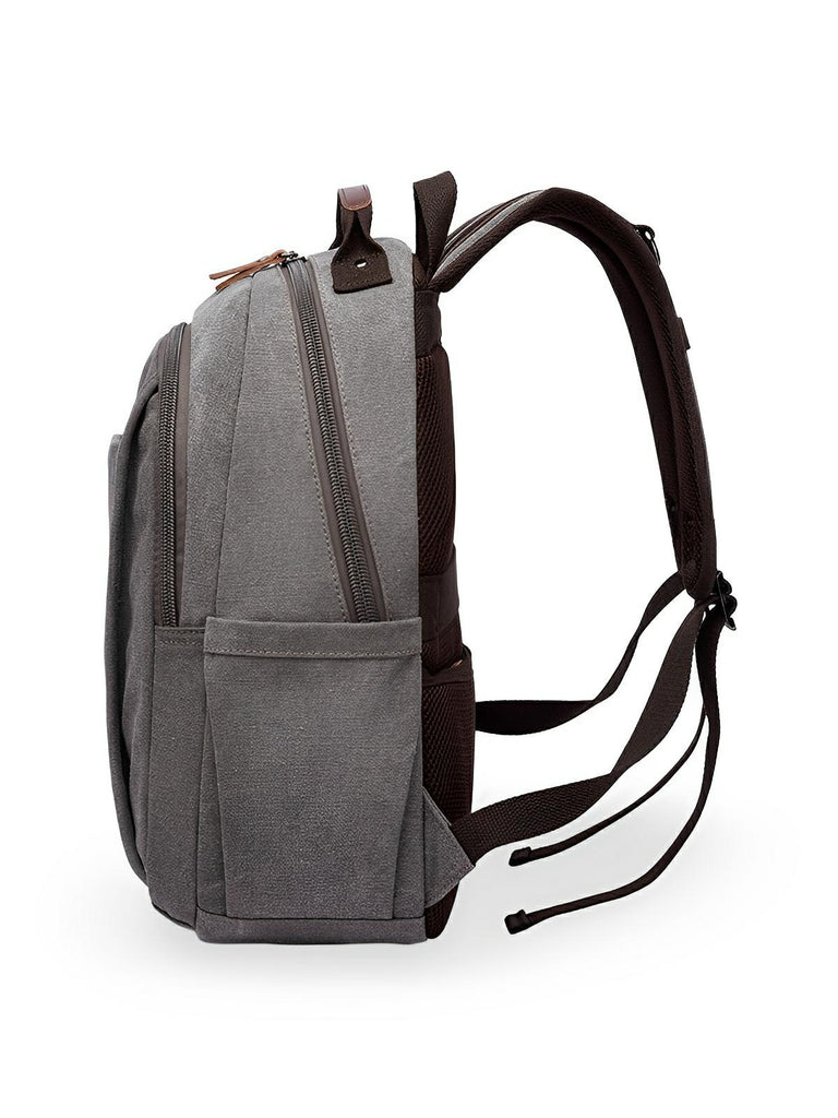 Sac à dos en toile canvas, grande capacité, bretelles rembourrées, design unisexe, modèle Charlie - Sac à dos - Gris