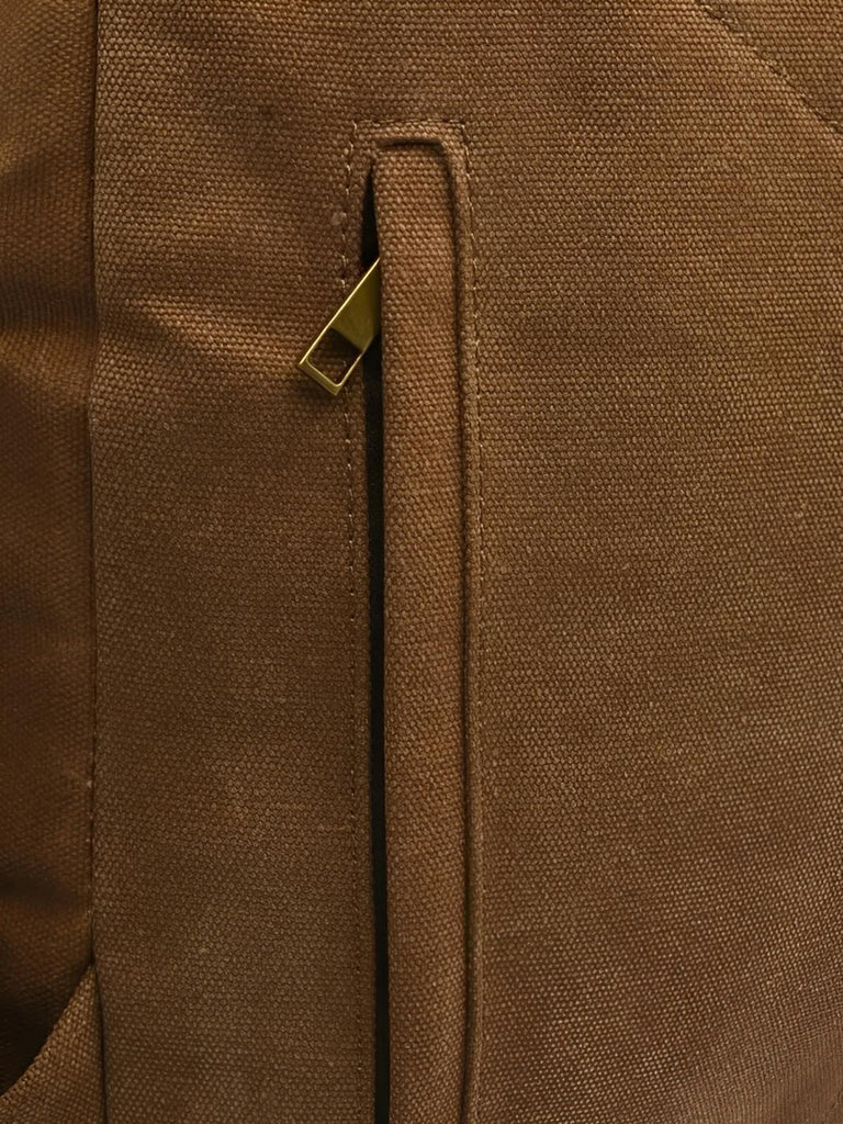 Sac à dos en toile cirée et cuir à grande capacité, imperméable et pratique, modèle Médéric - Sac à dos - Marron
