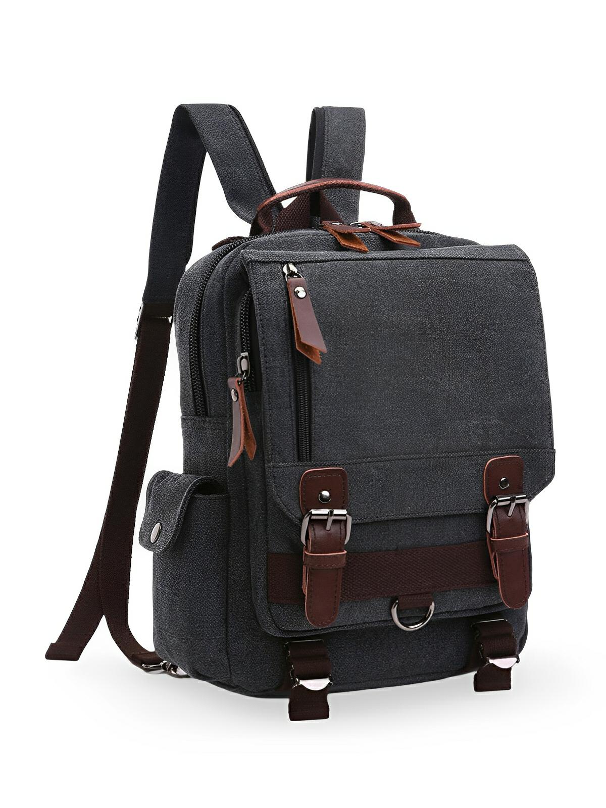 Sac à dos en toile, mixte, imperméable compact, mixte voyage, urbain multi - fonction, modèle Elin - Sac à dos - Gris foncé