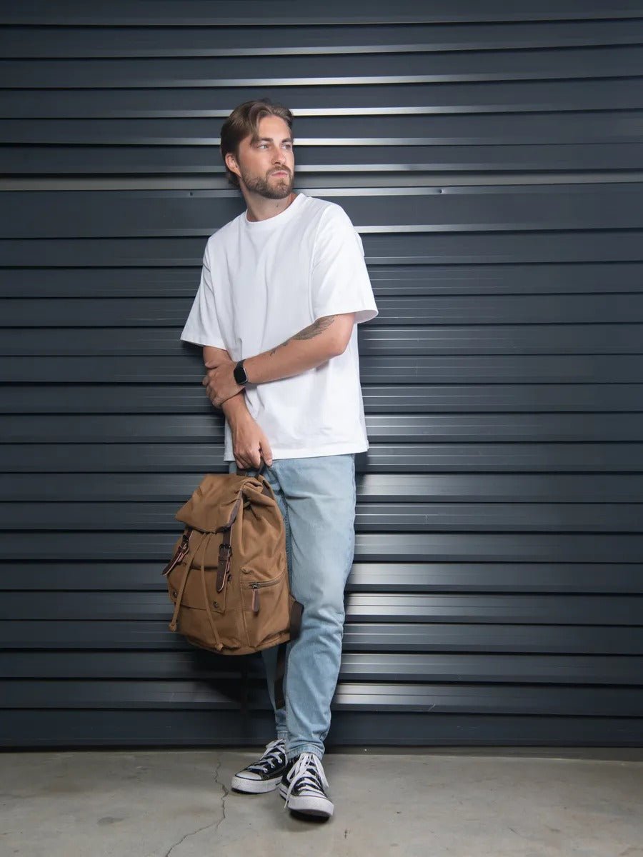 Sac à dos en toile, multi - compartiments, au style vintage, modèle Domitien - Sac à dos - Kaki
