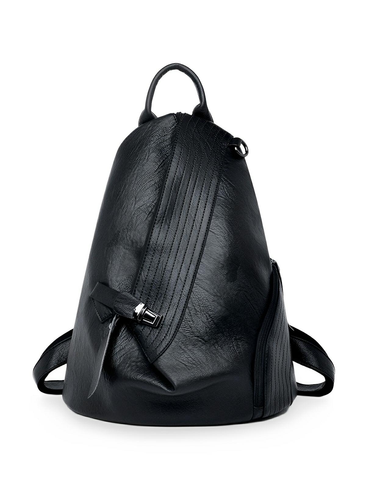 Sac à dos femme en cuir pleine fleur, design tendance, grande capacité, fonction anti - vol, bretelles réglables, modèle Baya - Sac à dos - Noir