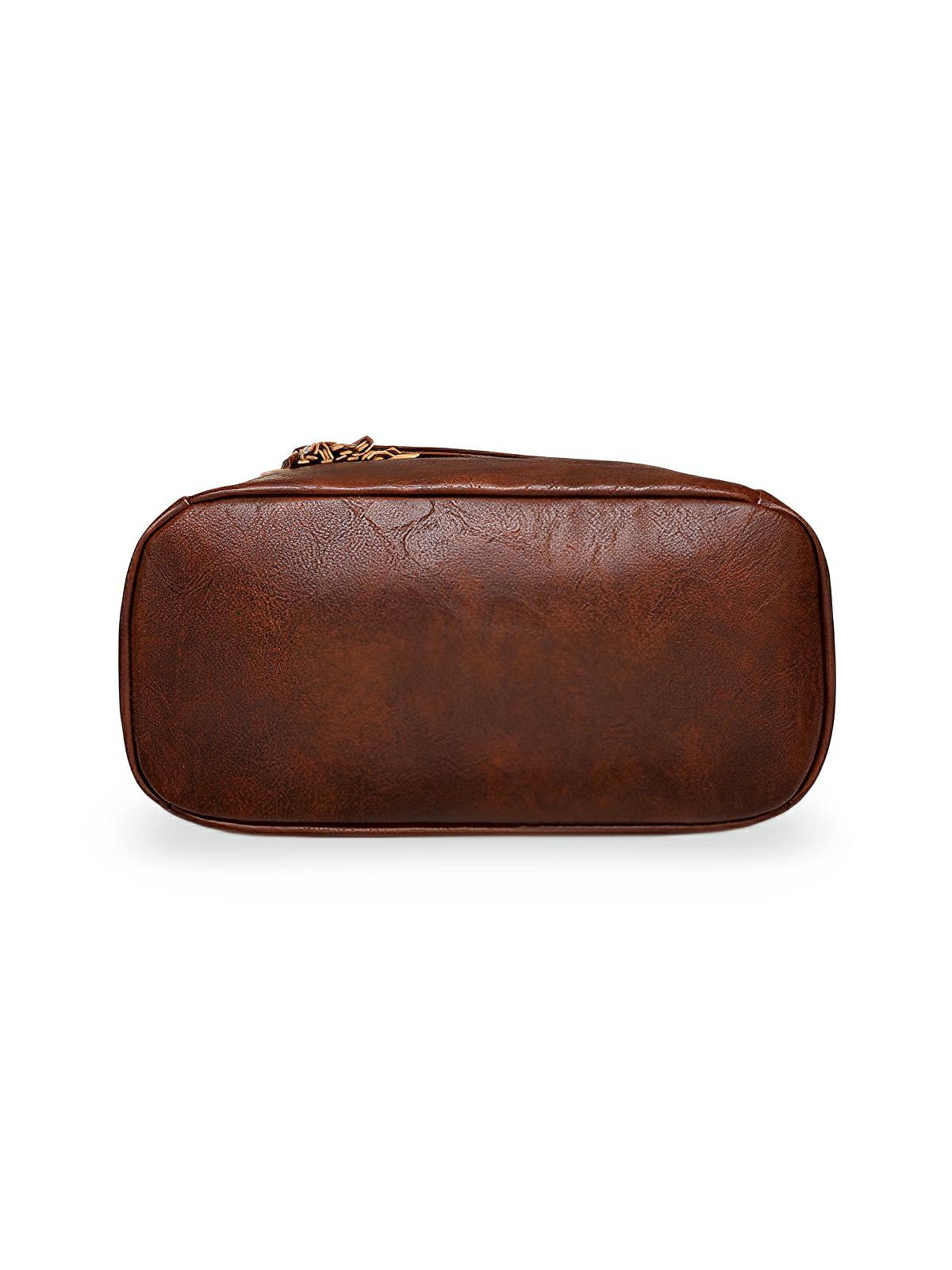Sac à dos femme en simili vegan, grande capacité, style vintage, convertible en sac à bandoulière, avec poches multiples, modèle Laura - Sac à dos - Marron