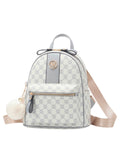 Sac à dos femme, format moyen, simili vegan, usage quotidien, compartiments multiples, design monogramme, modèle Pernelle - Sac à dos - Gris