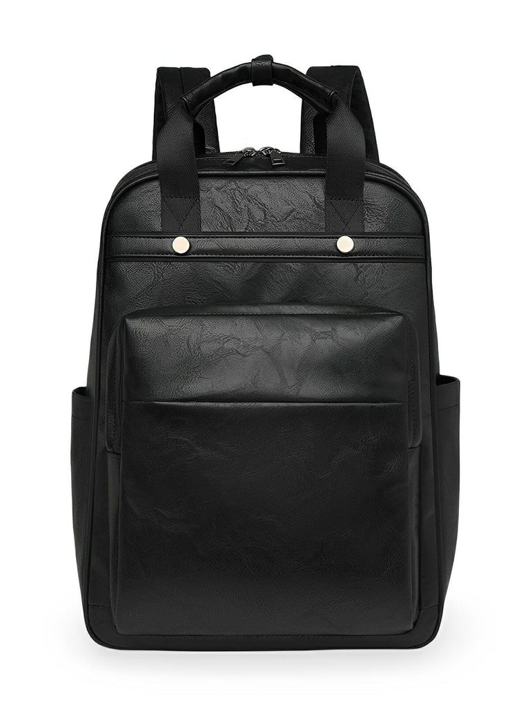 Sac à dos femme grande capacité, simili vegan, multifonctionnel, voyage, urbain, poches multiples, modèle Delphine - Sac à dos - Noir