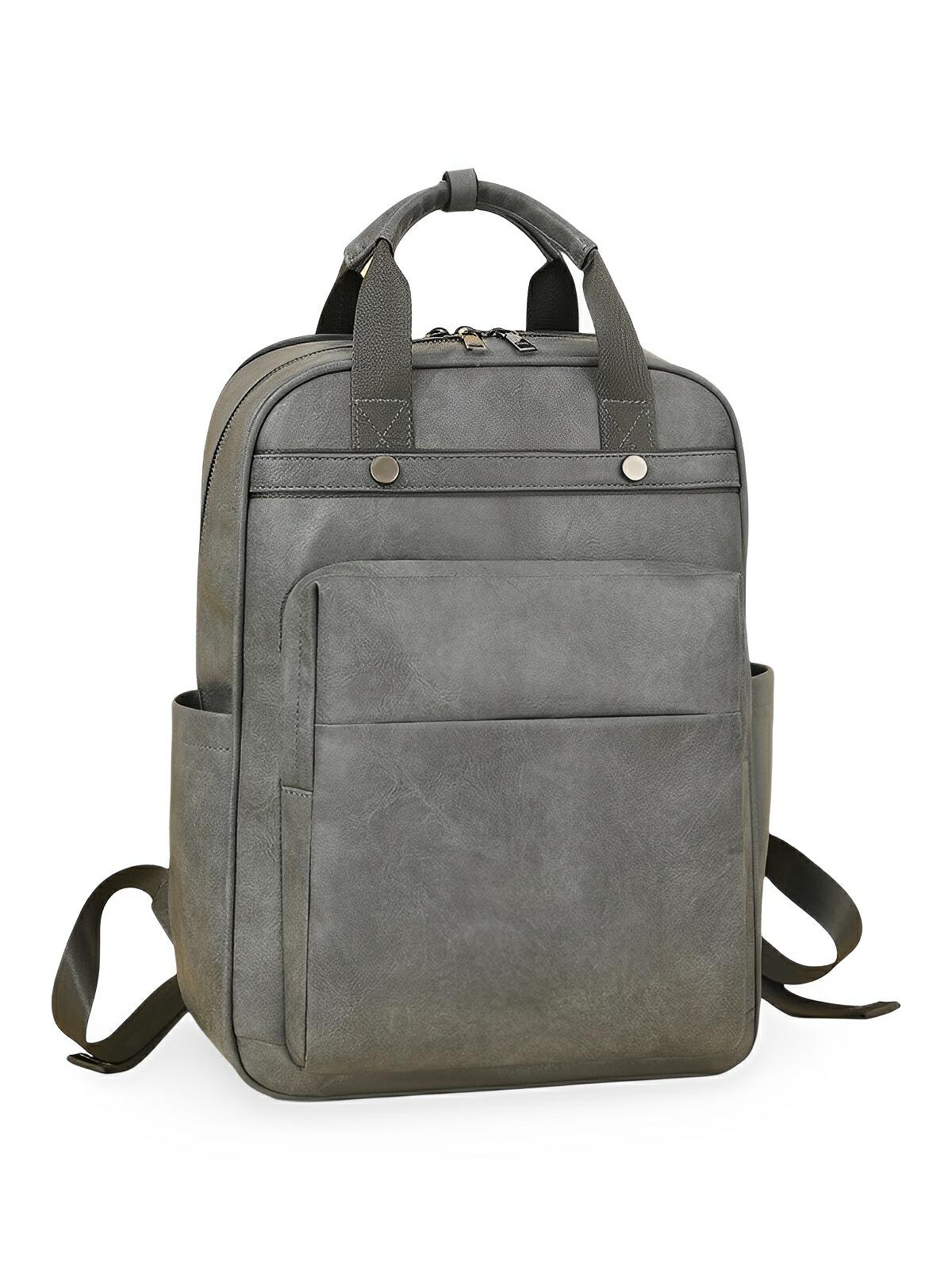 Sac à dos femme grande capacité, simili vegan, multifonctionnel, voyage, urbain, poches multiples, modèle Delphine - Sac à dos - Gris
