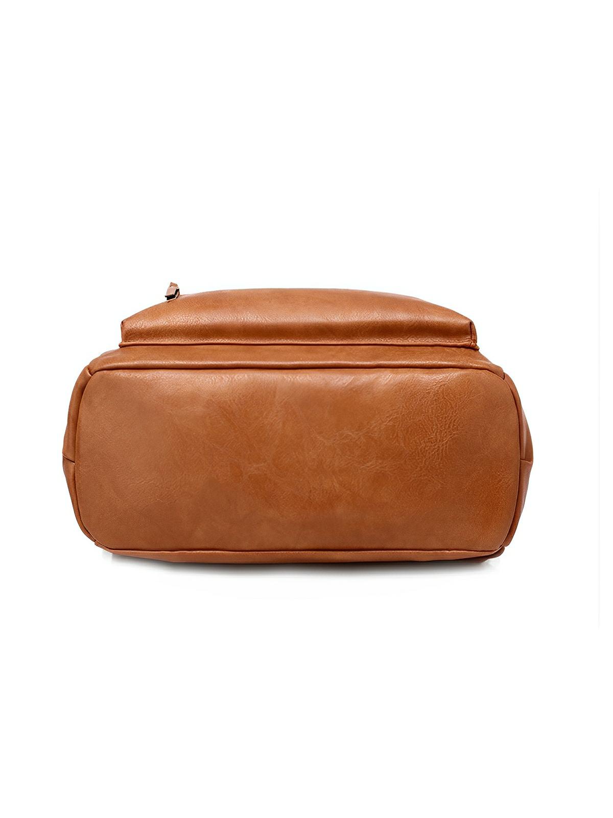 Sac à dos femme grande capacité, simili vegan souple, multi - poches, style, modèle Val - Sac à dos - Camel