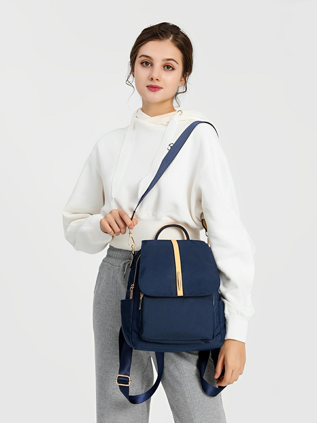 Sac à dos femme, imperméable, léger, compact, usage quotidien, nylon, modèle Emline - Sac à dos - Bleu