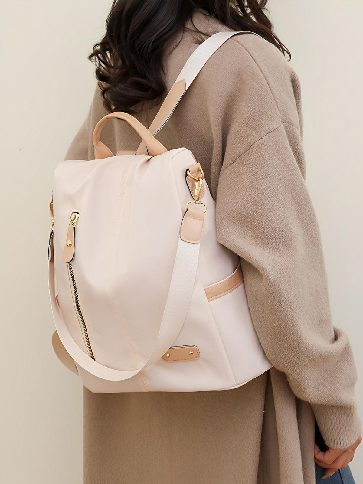 Sac à dos femme, nylon résistant, grande capacité, multifonction, design moderne, modèle Sarah - Sac à dos - Noir