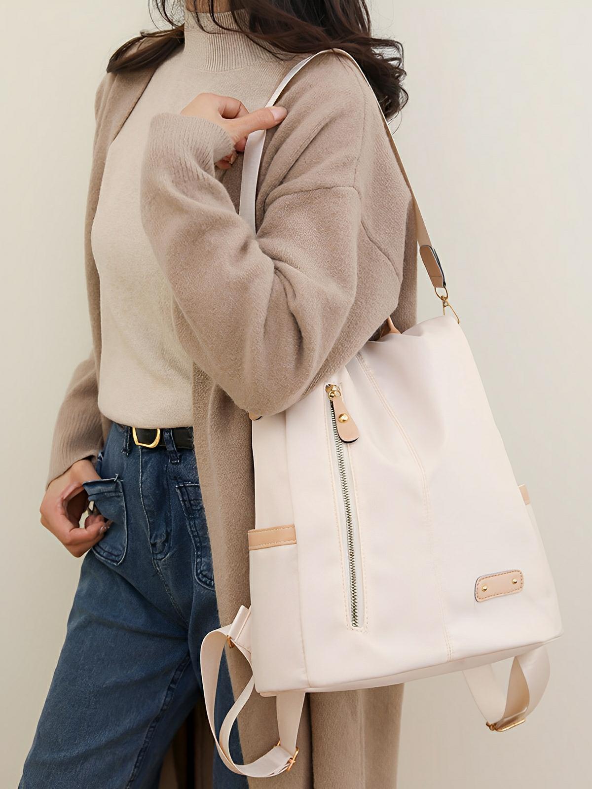Sac à dos femme, nylon résistant, grande capacité, multifonction, design moderne, modèle Sarah - Sac à dos - Noir