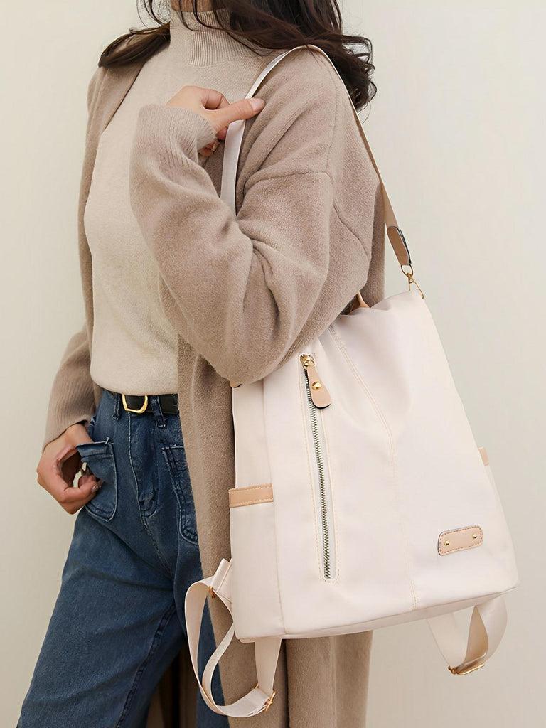 Sac à dos femme, nylon résistant, grande capacité, multifonction, design moderne, modèle Sarah - Sac à dos - Noir