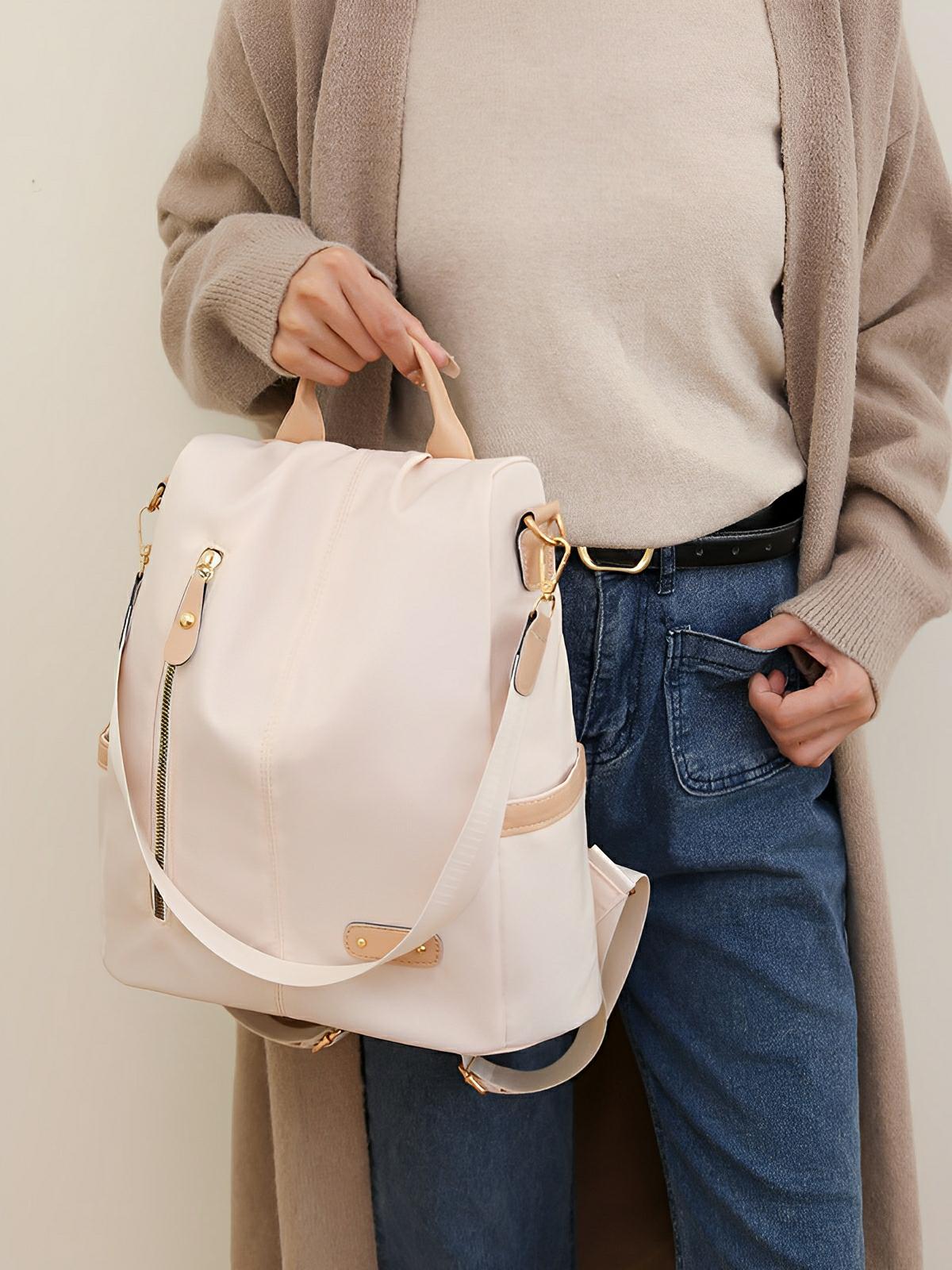Sac à dos femme, nylon résistant, grande capacité, multifonction, design moderne, modèle Sarah - Sac à dos - Noir