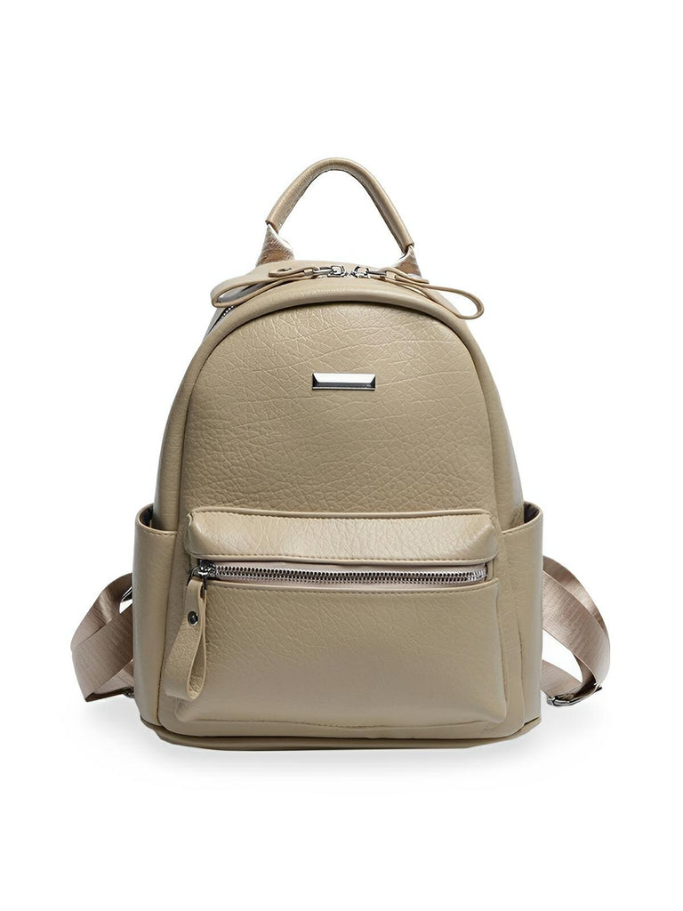 Sac à dos femme, petit format, simili vegan, léger et pratique, idéal travail et voyage, modèle Annabelle - Sac à dos - Beige
