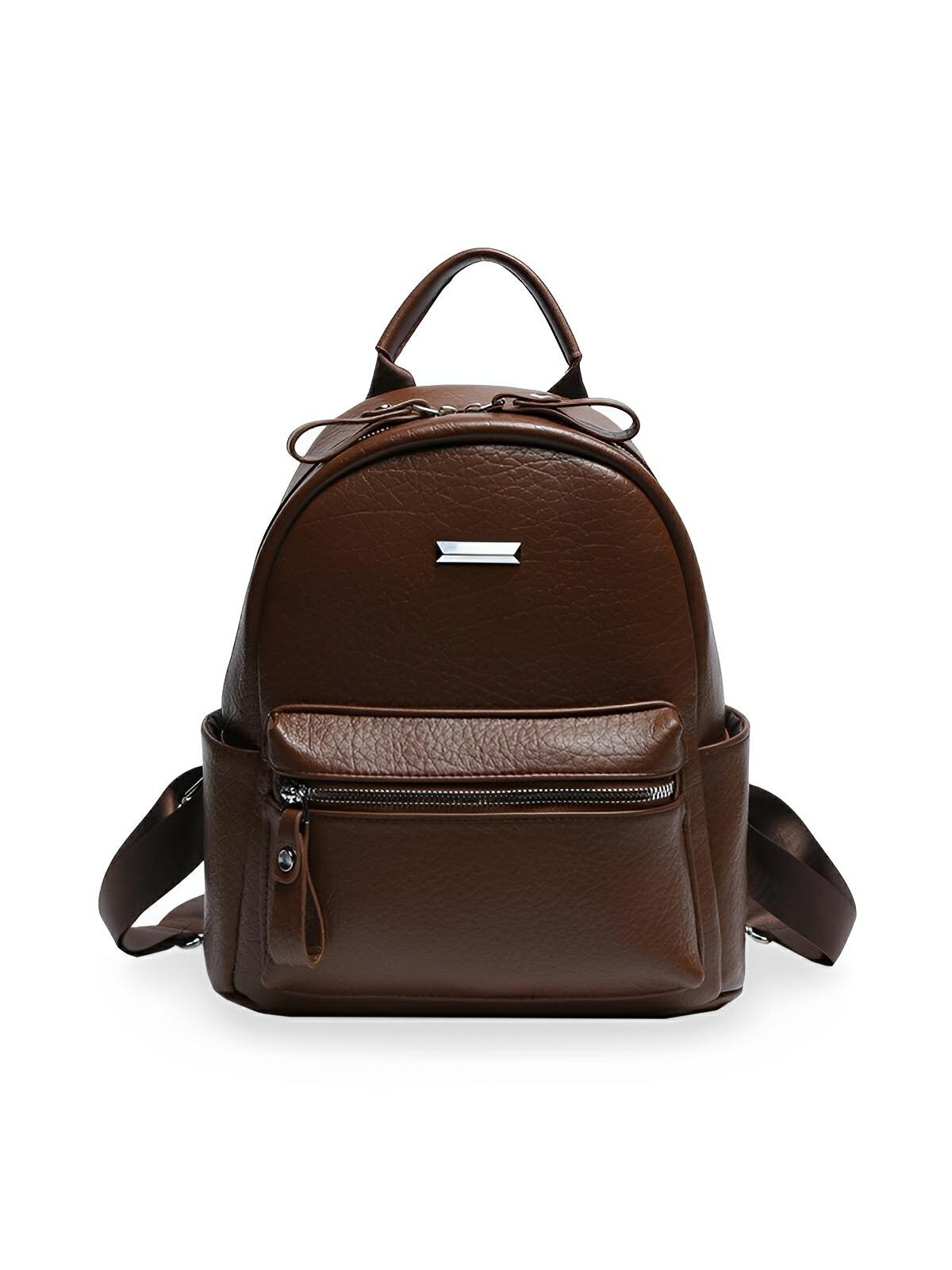 Sac à dos femme, petit format, simili vegan, léger et pratique, idéal travail et voyage, modèle Annabelle - Sac à dos - Café