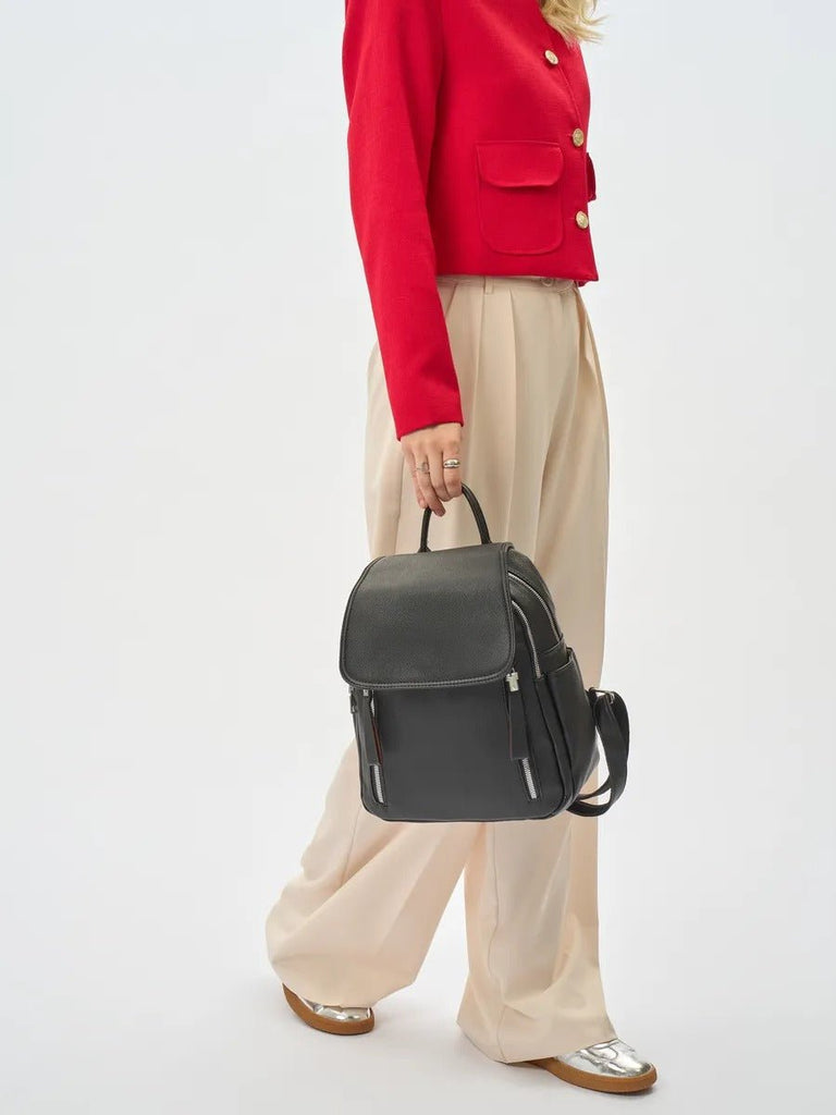 Sac à dos femme, sac PU, petit format, compartiment ordinateur, résistant, usage quotidien, modèle Floride - Sac à dos - Noir