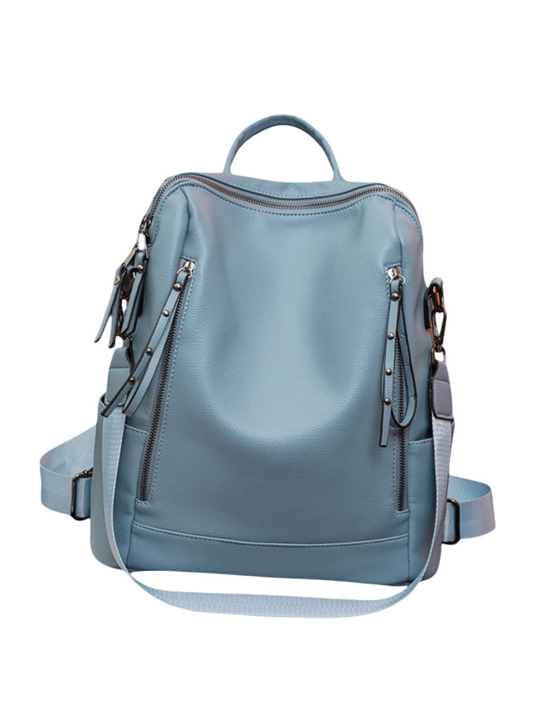Sac à dos femme, sac transformable, grand sac noir, sac à main bandoulière, sac multiporté urbain, modèle Cesarie - Sac à dos - Bleu