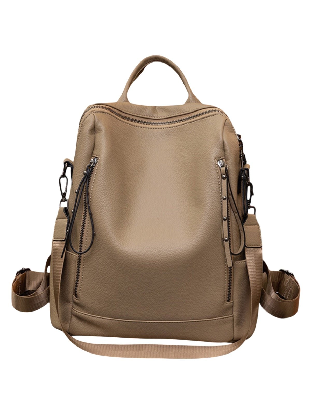 Sac à dos femme, sac transformable, grand sac noir, sac à main bandoulière, sac multiporté urbain, modèle Cesarie - Sac à dos - Beige
