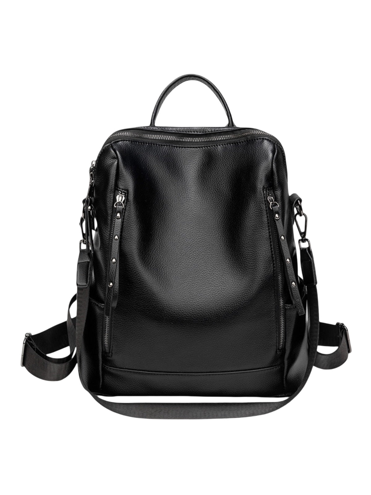 Sac à dos femme, sac transformable, grand sac noir, sac à main bandoulière, sac multiporté urbain, modèle Cesarie - Sac à dos - Noir
