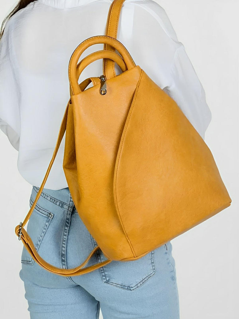 Sac à dos femme, simili vegan, léger, grande capacité, usage quotidien, modèle Tamara - Sac à dos - Camel