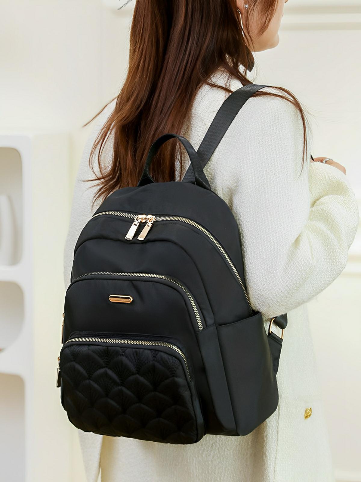 Sac à dos femme, tissu Oxford, design urbain, léger, grande capacité, modèle Sophie - Sac à dos - Noir